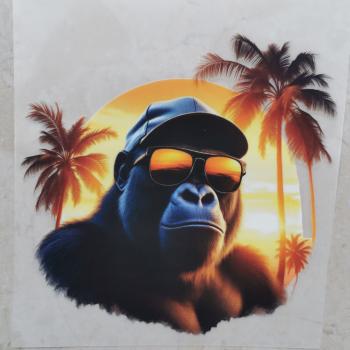 Bügelbild Sunset-Gorilla