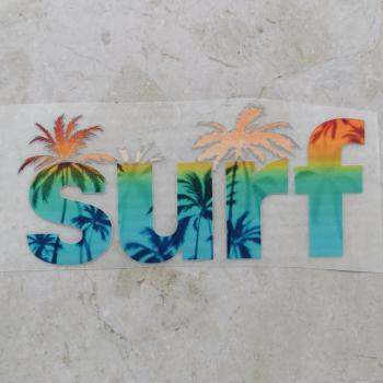 Bügelbild Schriftzug Surf