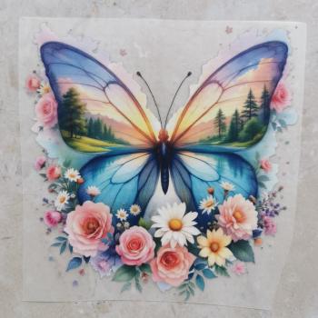 Bügelbild floraler Landschaftsschmetterling