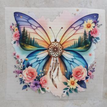 Bügelbild floraler Landschaftsschmetterling Traumfänger