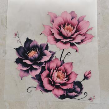 Bügelbild Blumentrio rosa