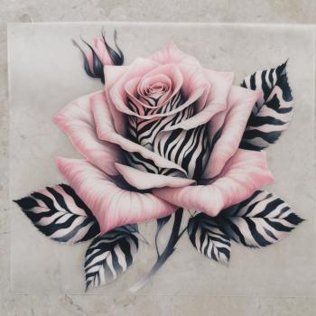 Bügelbild Rose Animalprint rosa