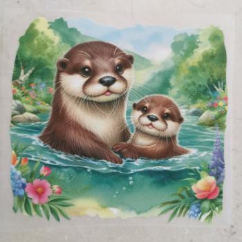 Bügelbild Ottermama schwimmend
