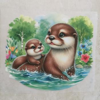 Bügelbild Ottermama tragend