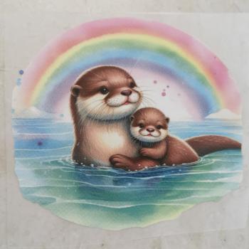 Bügelbild Ottermama Regenbogen