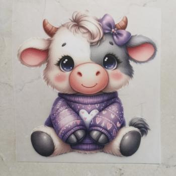 Bügelbild süße Kuh Schleife