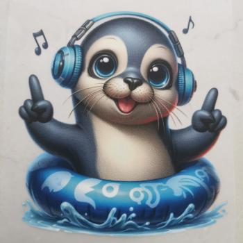 Bügelbild süße Strandrobbe Musik