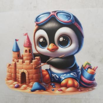 Bügelbild süßer Strandpinguin Sandburg