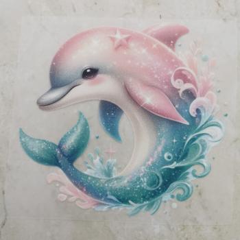 Bügelbild süßer Funkeldelfin Stern