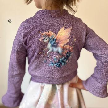 Preview: Bügelbild geflügeltes Einhorn Blumenranke