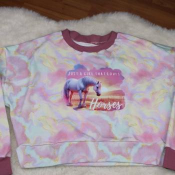 Preview: Bügelbild Just a Girl Horses rosa