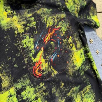 Preview: Bügelbild Feuerdrache schwarz