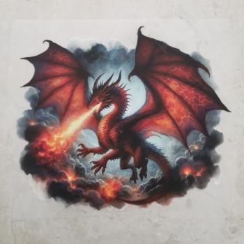 Bügelbild Elementdrache Feuer