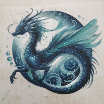 Bügelbild Elementdrache Wasser
