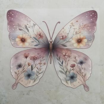 Bügelbild Blütenschmetterling lila
