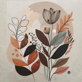 Bügelbild Retro-Blumen farbverlauf