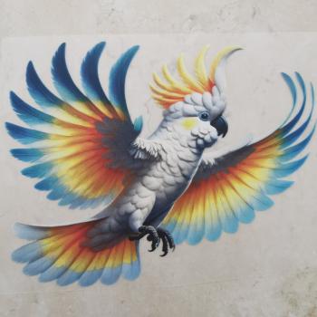 Bügelbild fliegender Kakadu