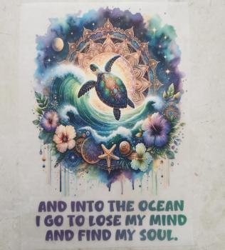 Bügelbild Meeresschildkröte mit Mandala Text