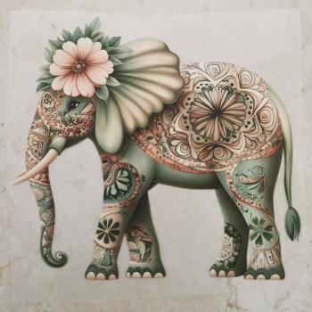Bügelbild Mandala-Elefant laufend