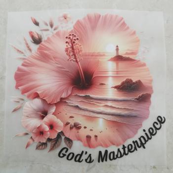 Bügelbild Blüte Meisterstück Schrift