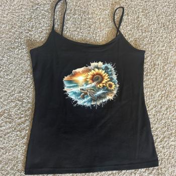 Preview: Bügelbild schwimmende Schildkröte Sonnenblumen