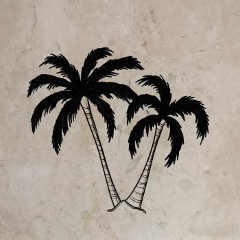 Bügelbild Aloha Palme schwarz
