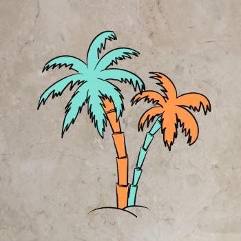 Bügelbild Surfing Palmen