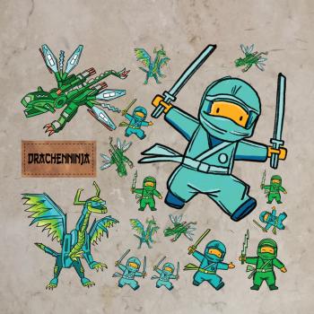 Design-Bügelbild-Bundle Drachenninja