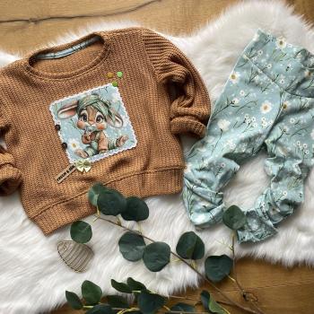 Preview: Bügelbild Schnullerhase orange-grün