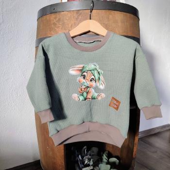 Preview: Bügelbild Schnullerhase orange-grün