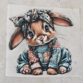 Bügelbild Denimhase sitzend