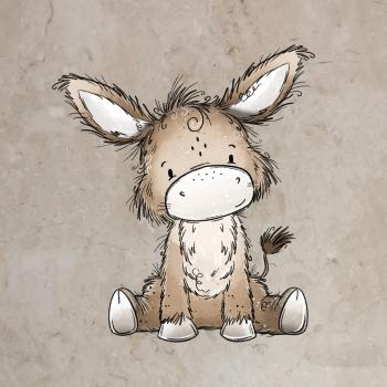 Bügelbild süßer Esel sitzend