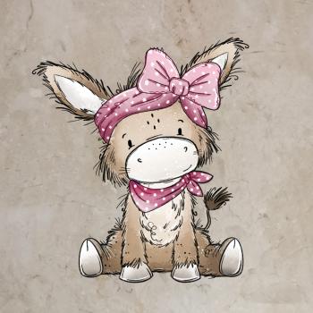 Bügelbild süßer Esel Schleife