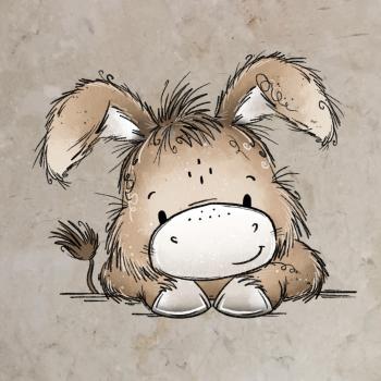 Bügelbild süßer Esel liegend