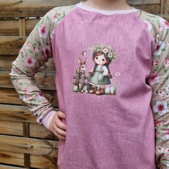 Preview: Bügelbild Mädchen mit Hase Zaun