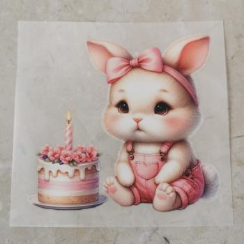 Bügelbild Schleifenhase Torte