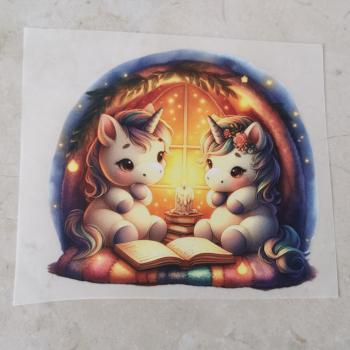 Bügelbild Lesezeit Einhörner