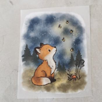 Bügelbild Glühwürmchenfuchs Nachthimmel