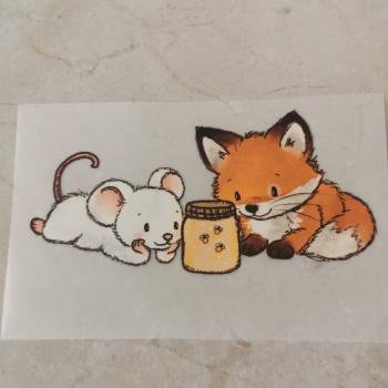 Bügelbild Fuchs und Maus Glühwürmchenglas