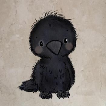 Bügelbild süßer Rabe