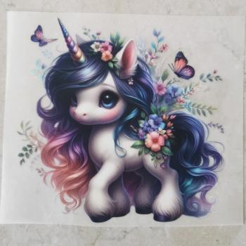 Bügelbild Blumeneinhorn laufend