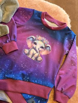 Preview: Bügelbild süßer Elefant Blumenkranz