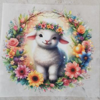 Bügelbild Frühlingskranz Lamm