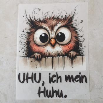 Bügelbild Uhu, ich mein Huhu-Eule