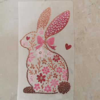Bügelbild rosafarbene Hasensilhouette