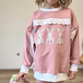 Preview: Bügelbild Hasentrio Spitze