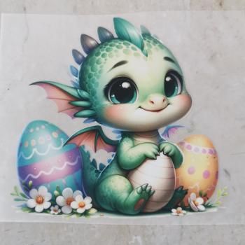 Bügelbild Osterdrache grün