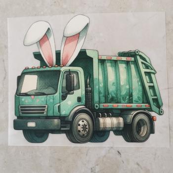 Bügelbild Oster-Müllwagen