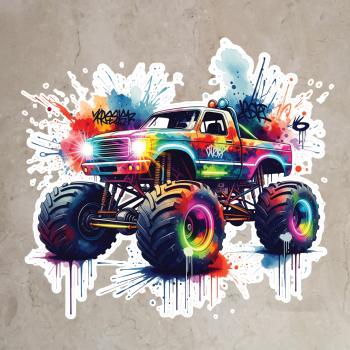 Bügelbild bunter Monstertruck