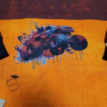 Preview: Bügelbild roter Monstertruck Splash